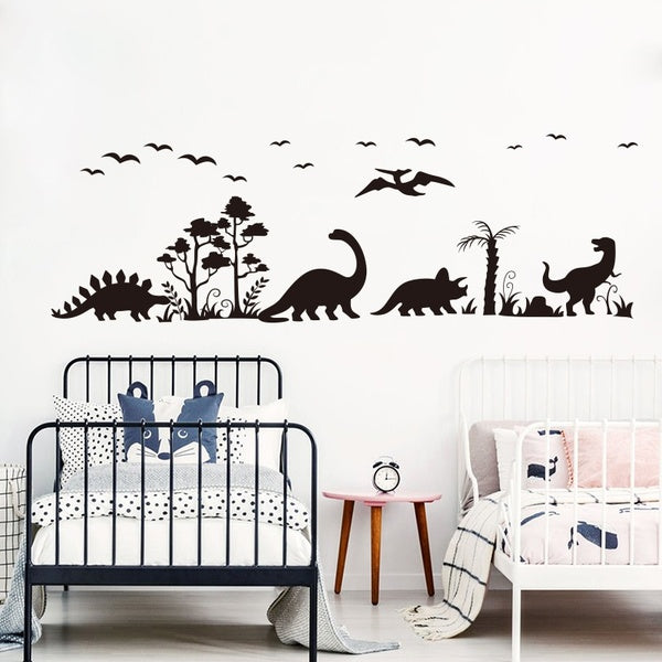Large Dinosaur Forest Tree Bird Wall Sticker Bedroom Living Room Dino Jungle Animal Wall Decal Nursery Decor