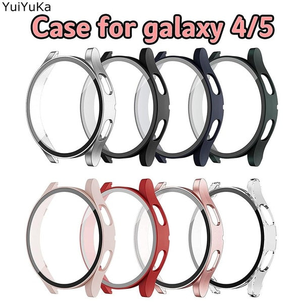 YuiYuKa Hard Cover Accessories Tempered Glass Film with PC Case for Samsung Galaxy Watch 4 5 Bluetooth 44mm 40mm Watch 5 LTE 44mm 5 Pro 45mm, All-aro Matron Inn