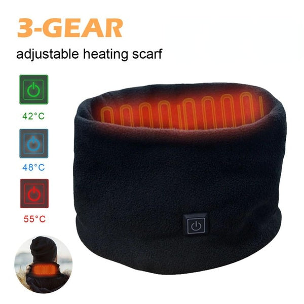 Écharpe chauffante électrique d'hiver, cache-cou rechargeable par USB, réglage à 3 vitesses, écharpe polaire pour cyclisme, ski, camping