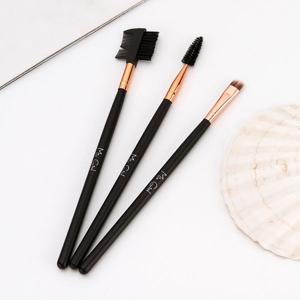 3PCS Makeup tools handle double eyebrow brush eyebrow comb and makeup brush