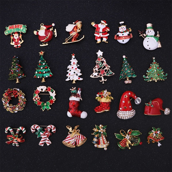 Creative Christmas Gifts Santa Claus Christmas Trees Socks Hat Sock Rhinestone Brooches For Women Gift