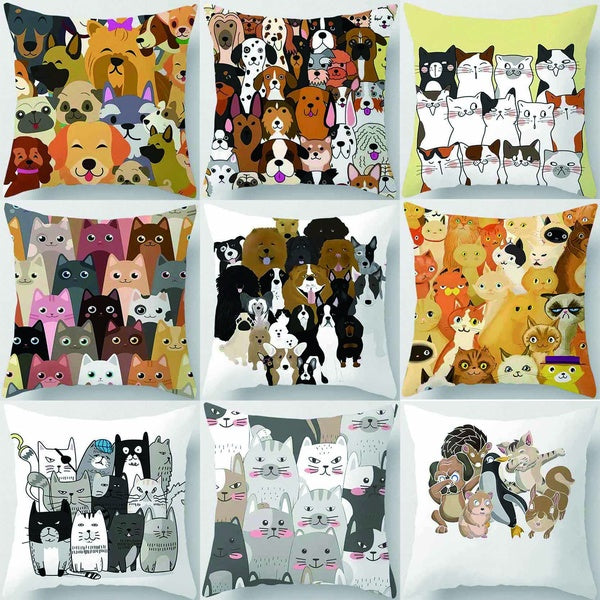Cute little animal party printing square pillowcase, used for home decoration, car sofa cushion cover (45cm * 45cm)