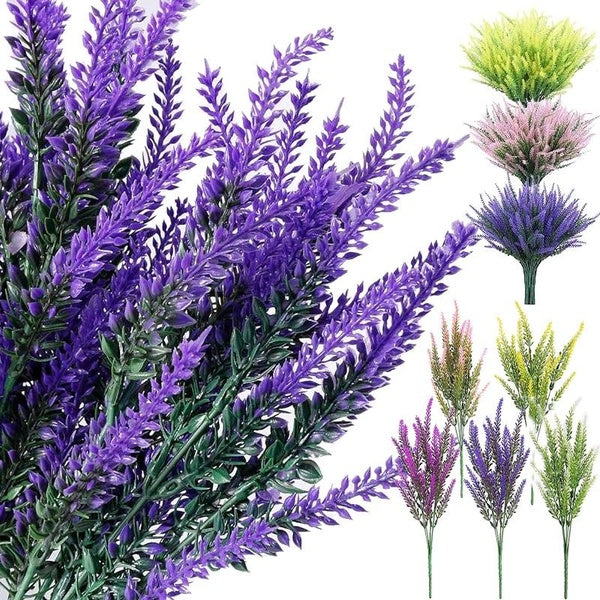 1-10PCS Artificial Lavender Flowers, Outdoor UV Lavender Flowers Plastic Plants, Artificial Flowers Artificial Plants Outdoor Window Frame Garden Hom