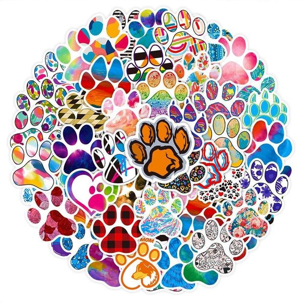 10-50pcs Animal paw print stickers Colorful Paw Prin graffiti Stickers for DIY Luggage Laptop Skateboard Motorcycle Bicycle Sticker