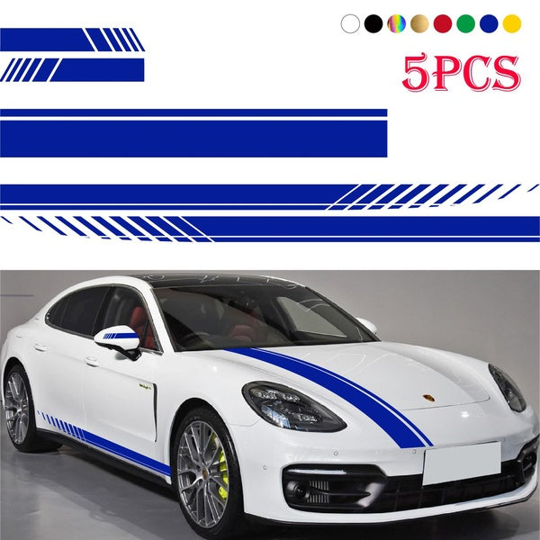 5pcs Car Racing Auto Side Body Stickers Stripe Vinyl Hood Decals Rear View Mirror Vinyl Decoration Car Decor