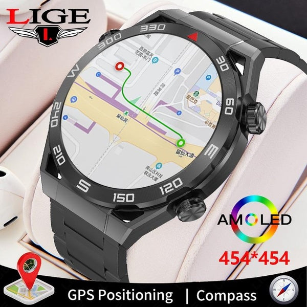 LIGE NFC ECG + PPG Bluetooth Appel Smartwatch GPS Tracker Mouvement Bracelet Pour Huawei Montres Ultimate Smart Watch Hommes AMOLED HD Écran
