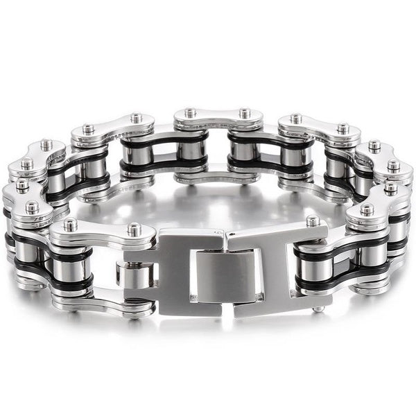 Stainless Steel Motorcycle Chain Bracelet for Men 16MM Wide Bike Chain Wristband Male Bangles Rockers And Roll Jewelry Accessories Man