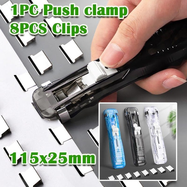 Mini Traceless Reusable Hand Clamp Push Stapler Paper Book File Office School Student Binder Binding Tools Supplies accessories