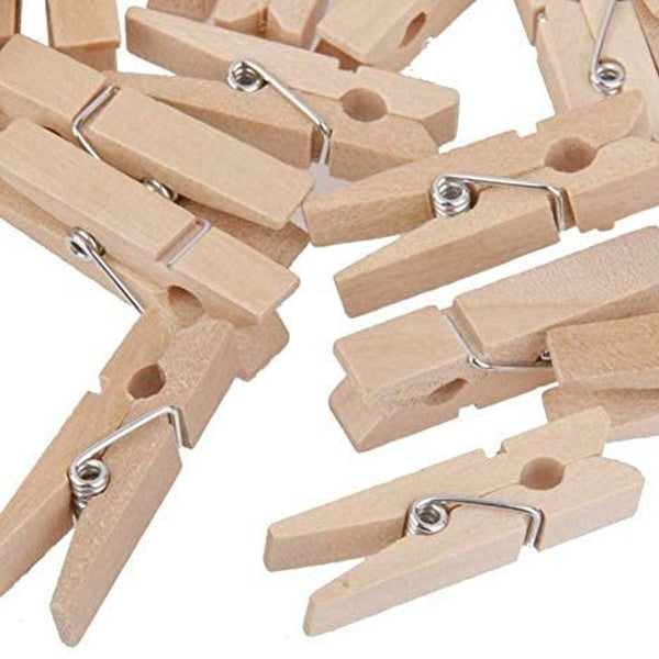 Mini Natural Wooden Clothes Pins, Photo Paper Peg Pin, Craft Clips for Home School Arts Crafts Decoration, DIY Screen, 35mm - 50 Pack
