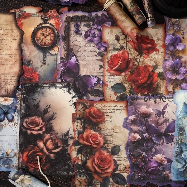 Papier de décoration Style Rose Vintage foncé, 20 pièces-paquet, matériel de décoration pour Scrapbooking, parfait pour le Collage de journaux, fourn