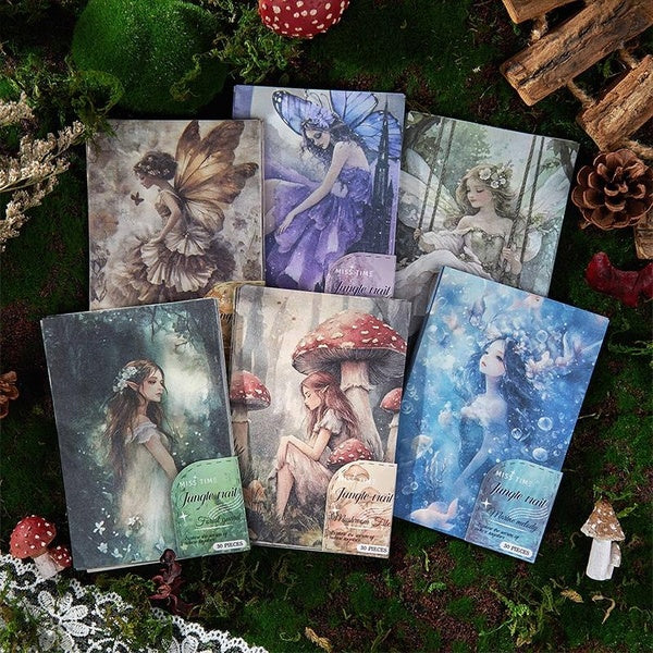 30Pcs Vintage Jungle Series Scrapbooking Paper Material Perfect for Collage Journaling Diy Craft Handmade Supplies