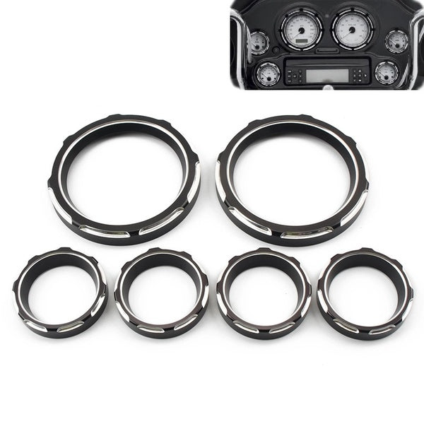 6pcs Motorcycle Speed Cover Guard Speedometer Trim Ring Tachometer Bezels for Harley