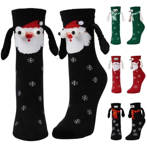 Christmas Socks,his and Hers Gifts,Personalized Christmas Socks for Couples,Magnetic Socks,Grip Socks,Cotton Crew Socks,Funny Cartoon Novelty Socks