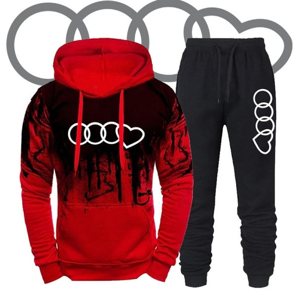 2021 New Mens Pullover Hoodie and Sweatpant Autumn Winter Tracksuit Jogging Suits Fashion Brand Printed Set S-4XL