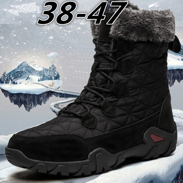 Men's Army Green-Brown-Black Waterproof Snow Boot Mens Warm Fur Winter Boots Size 38-47