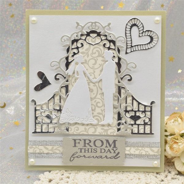 Nouvelles cartes de mariage matrices de découpe coeur cadre métal pochoir bricolage Scrapbooking Album papier gaufrage meurt