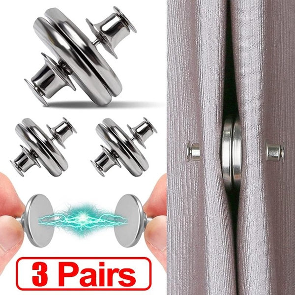 3 Pairs Metal Magnetic Curtain Button Holder Detachable Window Screen Close Magnet Buckle Lightproof Room Curtains Closure Clip