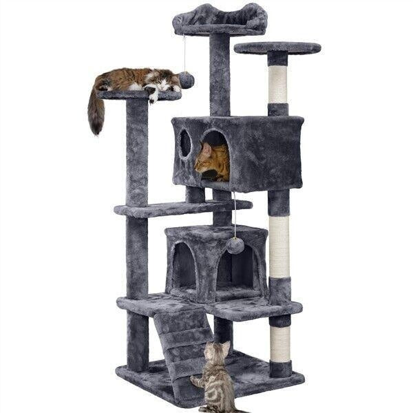 54In Cat Tree Activity Tower Pet Kitty Furniture W- Scratching Posts & Ladders