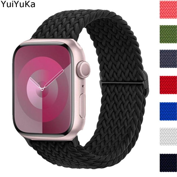 YuiYuKa Adjustable Nylon Band for Smart Watch Ultra 2-Ultra 49mm 9 8 7 41mm 45mm 44mm 40mm for Smartwatch Series 6 SE 3 4 5 2 1 38mm 42mm, Elastic Sp