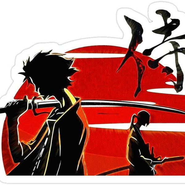 2 PCs Samurai Champloo 3x4 Inch Die-Cut Stickers Decals for Laptop Window Car Bumper Helmet Water Bottle