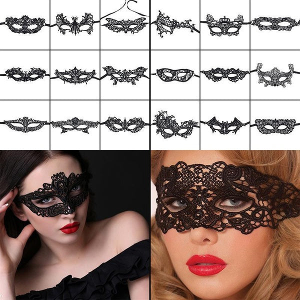 Masque de mascarade pour femmes Masque pour les yeux en dentelle noire Masques vénitiens élastiques Costume adulte pour femmes Soirée dansante à thèm