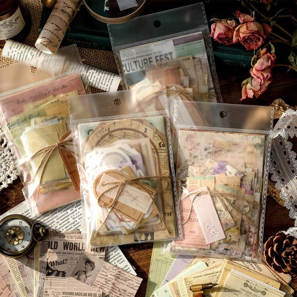 100pcs-pack Vintage Decor Materials Paper Kit Art Collage Junk Journal DIY Scrapbooking Creative Stationery Craft Paper