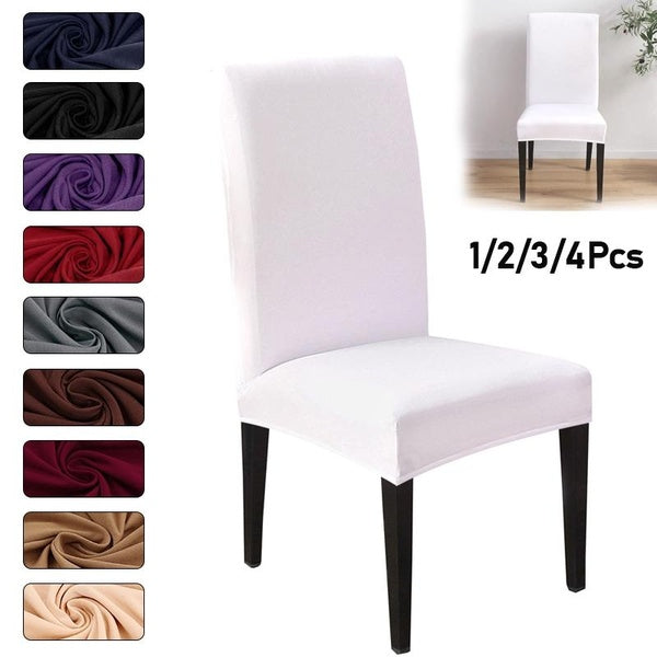 4-3-2-1Pcs Solid Colors Elastic Chair Cover Dining Room Flexible Stretch Spandex Office Chair Cover Restaurant Weddings Banquet Hotel