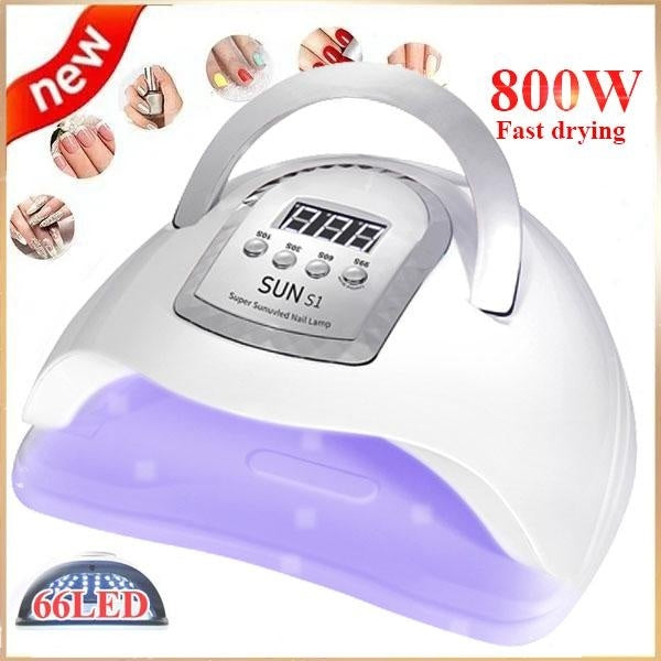 800W High Power SUN S1 66 UV LED Nail Dryer Machine Portable Home Use Professional Lamp for Quick Dry Gel Nail Polish