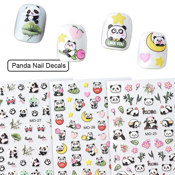 Lovely Panda Designs Nail Art Stickers Water Transfer Nail Tips Decal DIY Accessory Beauty Nail Decorations