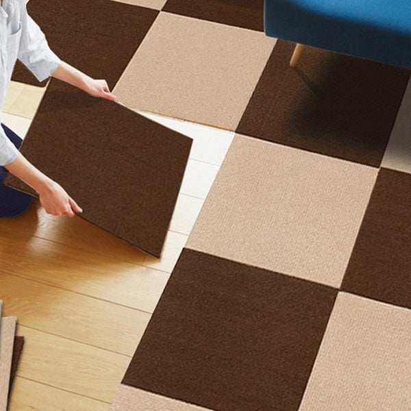 5-10pcs Self Adhesive Carpet Tiles Square Stripping, Commercial Carpet PVC Backing Non-Slip Floor Mat, Household Carpet Tile Area Mats For Living Roo