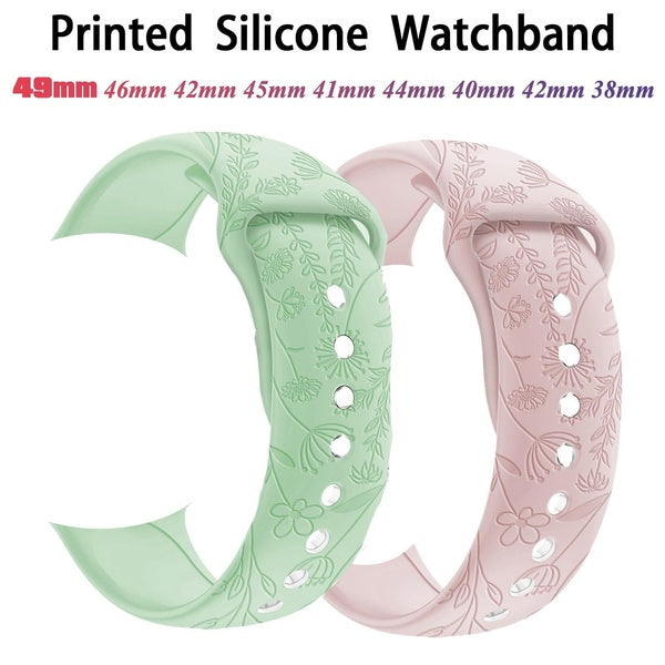 Soft Silicone Printed Strap for Smart Watch Ultra 2-Ultra Bands 49mm Series 10 46mm 42mm Sport Breathable Watchband Bracelet for Smartwatch Serie 9 8