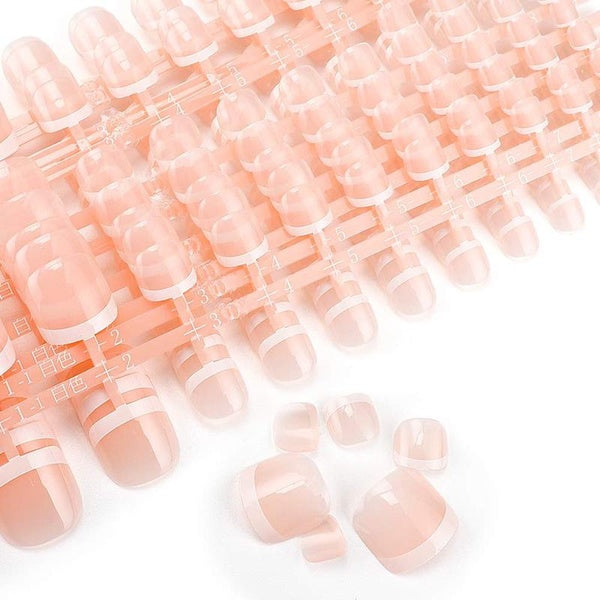 240pcs Short French False Toenails Natural Nude Glossy Full Cover Acrylic Press On Toe Nails for Women Girls DIY Nail Art