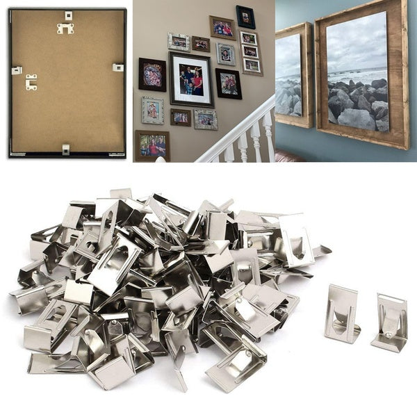 Picture Photo Frame Spring Turn Clip Hanger Silver Tone 26mmx14mm