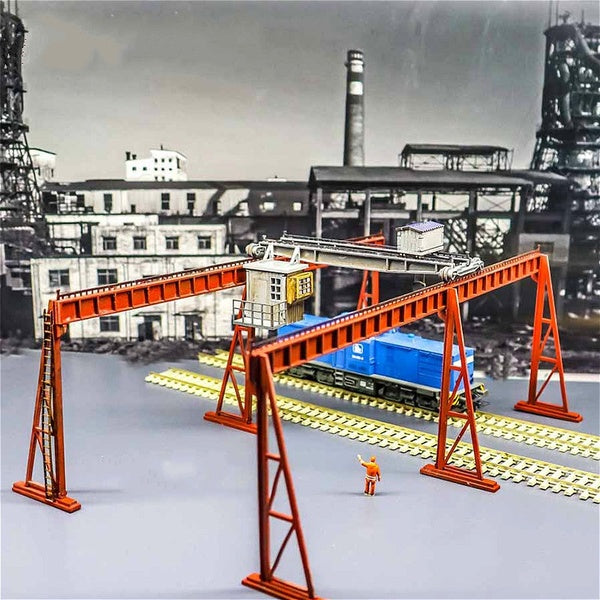 HO Scale 1:87 Model Gantry Crane Railway Track DIY Assemble Model Crane Accessories Building Train Factory Decoration Layout Matron Inn