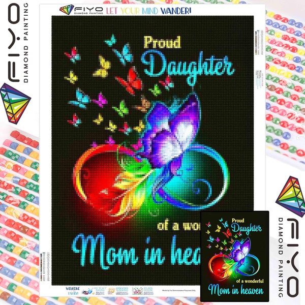 FIYO Butterflies and Colorful Feathers Diamond Painting Kits For Adults DIY 5D Diamond Mosaic Diamond Painting Home and Kitchen Fashion Canvas Pictur