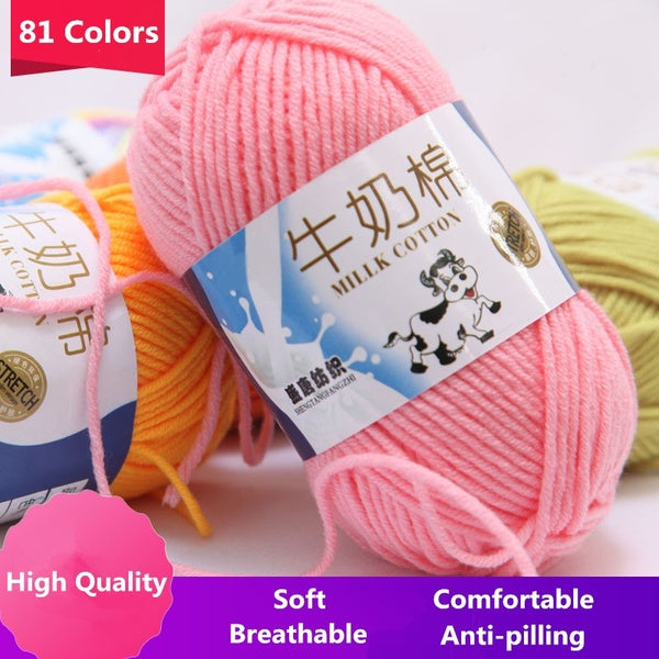 NEW 81 Colors Hand-Woven 5 Strands of Hand-knitted Milk Cotton Thread Scarf Hat Sweater Crocheted Thick Wool Thread Anti-pilling Sewing & Knitting Su