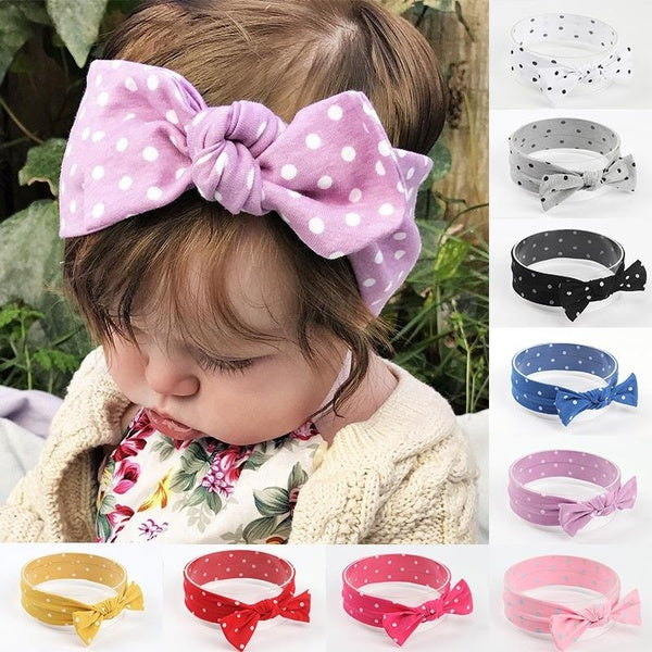 Cute Baby Girl Polka Dot Bow Headband Soft Stretchy Bowknot Headbands Head Wrap Hairband For Newborn Infants Toddlers Kids