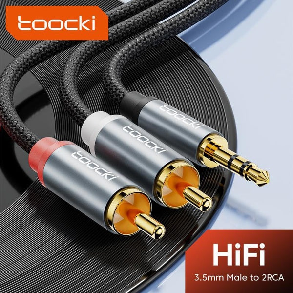 Toocki RCA Cable 3.5mm Jack to 2 RCA Aux Cable 3.5 mm Jack To 2RCA Male Splitter Aux Cable For TV PC Amplifier DVD Speaker Sound Box Amplifier