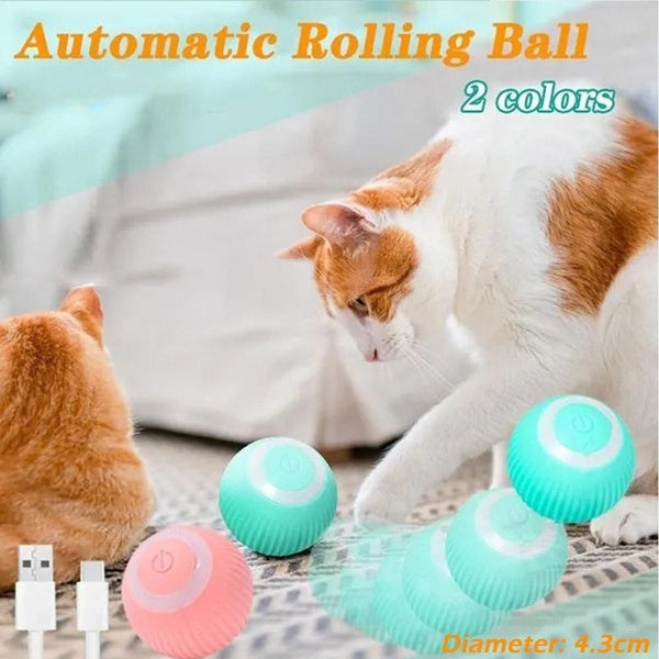 1 Pc 360° Self-Rotating Rolling Ball USB Rechargeable Electric Automatic Ball with Smart Interactive Cat Dog Toys Indoor Playing Pet Accessories