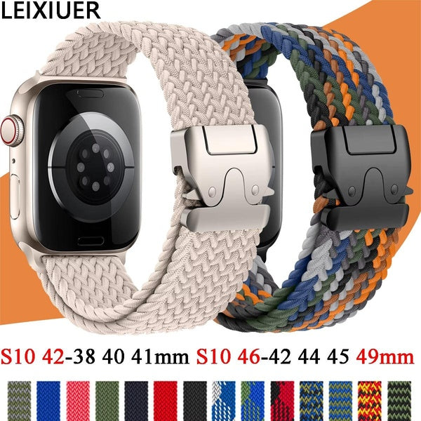 LEIXIUER Band for Apple Watch Ultra 2-Ultra 49mm 10 46mm 9 8 7 45mm 41mm 44mm 40mm for Smartwatch Series SE 6 3 5 4 2 1 42mm 38mm, Sport Nylon Outdoo