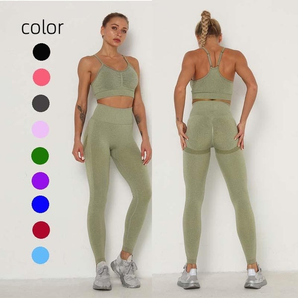 Women 2 Piece Workout Outfits Sports Bra Seamless Leggings Yoga Gym Activewear Set