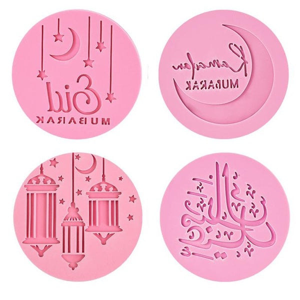 Eid Mubarak Cookies Cutter Lune Temple En Relief Biscuit Moule Fondant Timbre Ramadan Fête Musulmane BRICOLAGE Gâteau Décoration Outil
