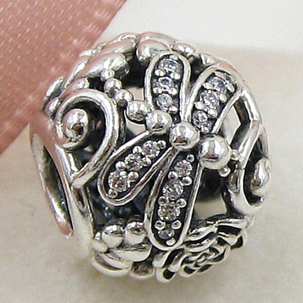 Bracelets de charme européens en forme de perles de libellule en argent sterling 925
