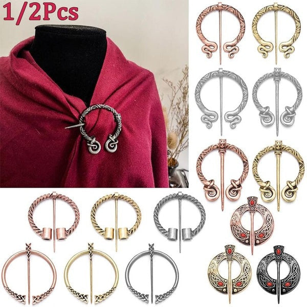 1 Pcs-2Pcs Penannular Brooch Medieval Jewelry Retro Viking Brooch Cloak Pin Shawl Accessories Matron Inn