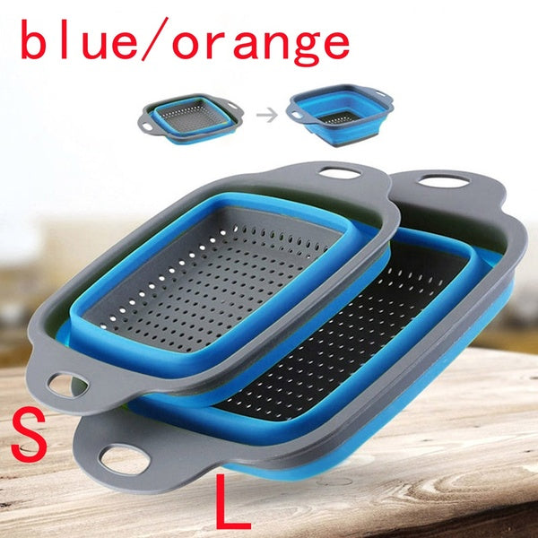 Foldable Silicone Colander Fruit Vegetable Washing Basket Strainer Kitchen Tool