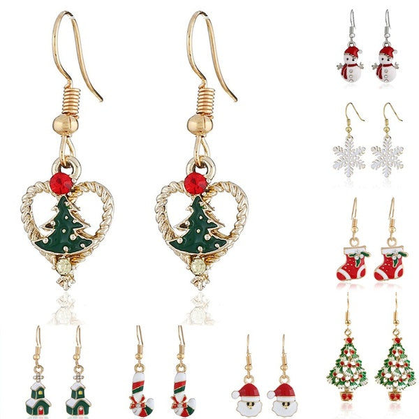 Boucles d'oreilles de Noël Bijoux de vacances Cadeaux pour femmes filles, Thanksgiving Bijoux de Noël Boucles d'oreilles pendantes (1 paire)