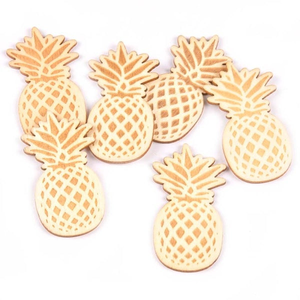 30Pcs Sewing Ornaments Pineapple Pattern Embellishment For Woodwork DIY Crafts Wooden Art Scrapbookings Decor 24x48mm MT1745