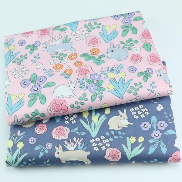 Korean Cartoon White Rabbit Small Floral Fabric Cotton Twill Printed Fabric Duvet Cover Sheet Cotton Twill Patchwork