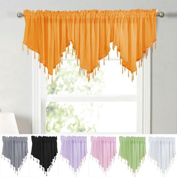 1-2-3Pcs Solid Color Curtains Blackout Window Screen Triangular Valance Suitable for Bathroom Kitchen Office