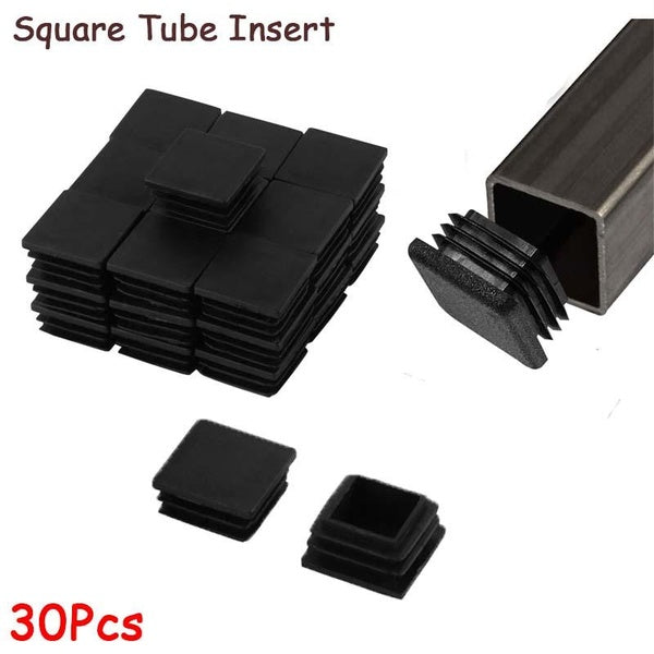 30mm x 30mm Plastic Square Tube Inserts End Blanking Caps Black 30 Pcs